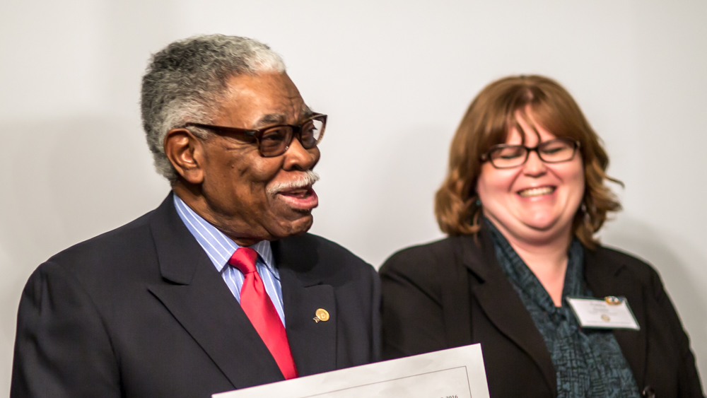 Jim Bynum, Rotary District 7600 representative, and Penny Guiles, Church Hill Rotary Club President